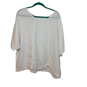 Haris Cotton Womens White Linen Top M Beach Vacation Cruise Resort Greece